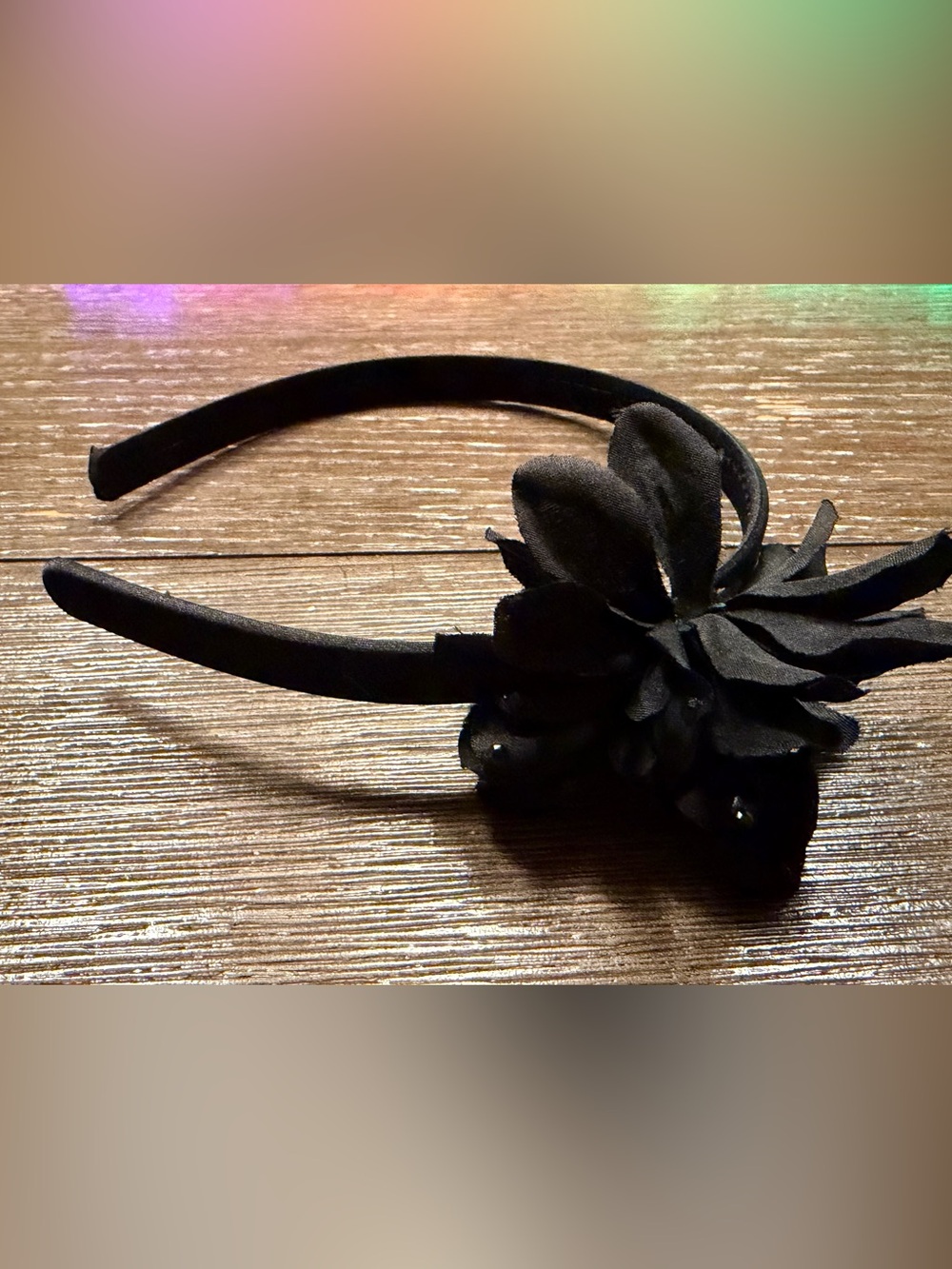 Black Flower Rhinestone Headband Floral Hair Accessory